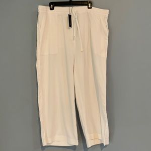 Tommy Hilfiger High Rise Pull on Cropped White XXL 65%Cotton/Viscose Wide Leg